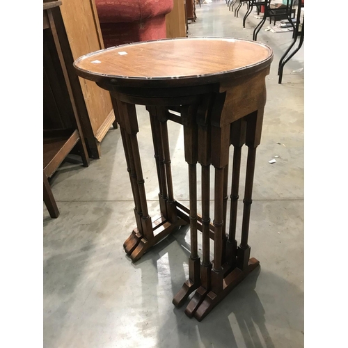 96 - NEST OF 3 ROUND TOP MAHOGANY TABLES