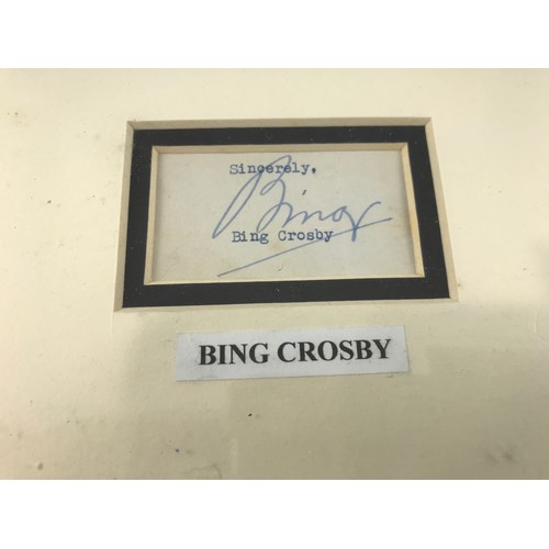 534 - FRAMED AUTOGRAPH ON LETTER WITH A PHOTO OF BING CROSBY, CERTIFICATE BY BD AUTOGRAPHS