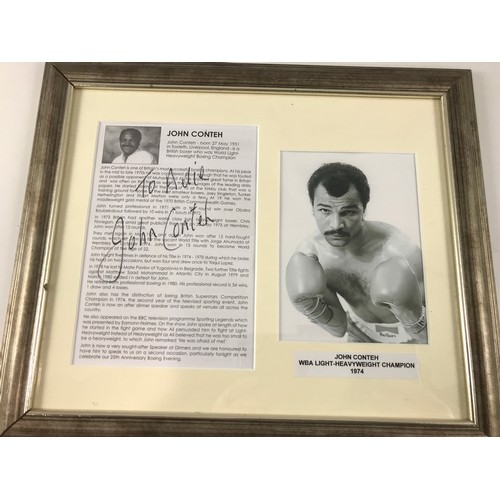 538 - PHOTOGRAPH AND SIGNED PAGE JOHN CONTEH, WBA LIGHT HEAVYWEIGHT CHAMPION 1974 T/W SIMILAR BILLY WALKER... 