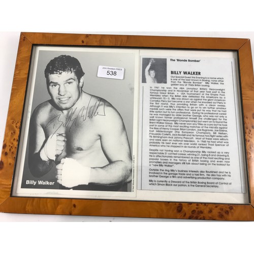 538 - PHOTOGRAPH AND SIGNED PAGE JOHN CONTEH, WBA LIGHT HEAVYWEIGHT CHAMPION 1974 T/W SIMILAR BILLY WALKER... 