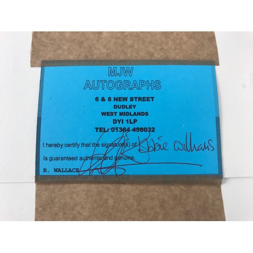 542 - CD COVER SIGNED BY ROBBIE WILLIAMS, CERT BY MJW AUTOGRAPHS