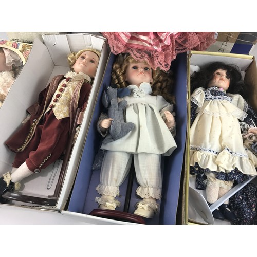 356 - COLLECTORS DOLLS, ALL PART / BOXED, 2X PHILIPPE CAMBON DOLLS VICTORIA, CURZON COLLECTION, LEONARDO, ... 