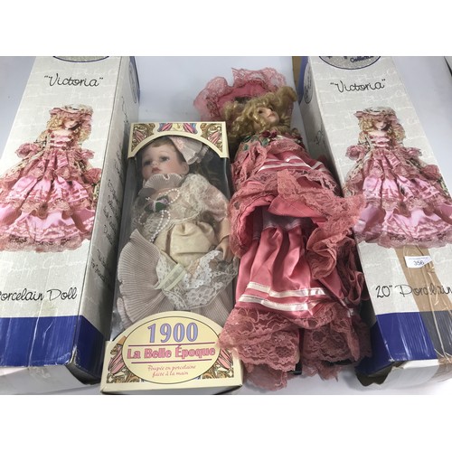 356 - COLLECTORS DOLLS, ALL PART / BOXED, 2X PHILIPPE CAMBON DOLLS VICTORIA, CURZON COLLECTION, LEONARDO, ... 