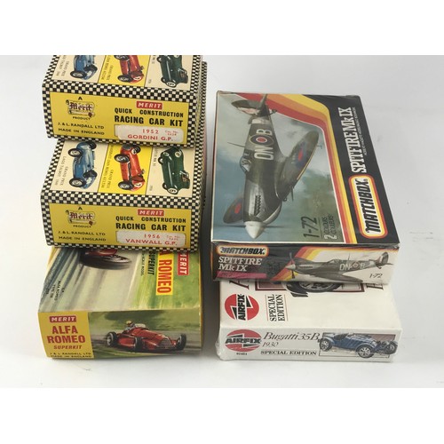 353 - QUANTITY OF MERIT RACING CAR PLASTIC KITS, ALFA ROMEO, 1952 GORDINI, GP CATALOGUE REF 4638 AND 4640 ... 