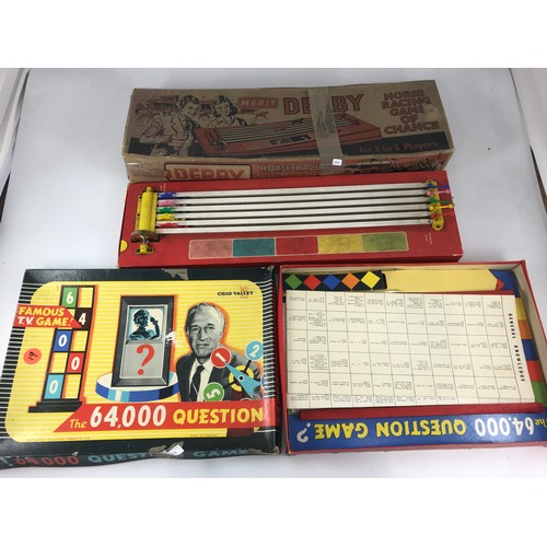 343 - MERIT DERBY HORSE RACING GAME IN ORIGINAL BOX AND 64,000 GAME IN ORIGINAL BOX