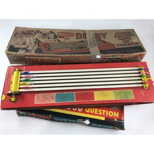 343 - MERIT DERBY HORSE RACING GAME IN ORIGINAL BOX AND 64,000 GAME IN ORIGINAL BOX