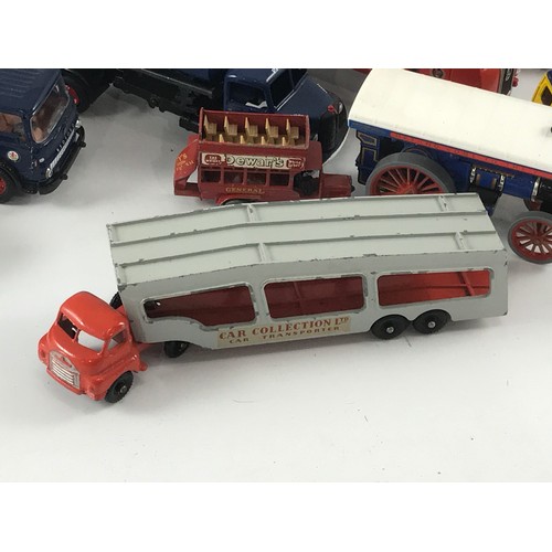 319 - 18 DIE CAST VEHCILES, SOME CORGI, DINKY, RARE MATCHBOX CAR COLLECTION LTD CAR TRANSPORTER IN ORNAGE ... 