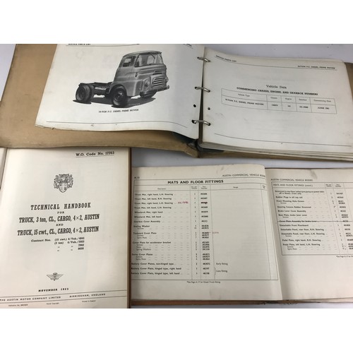 35 - 3 VINTAGE AUSTIN TRUCK MANUALS INCLUDING MASTER BODY PARTS FOR AUSTIN TRUCKS SERIES 2 AUGUST 1951 TE... 