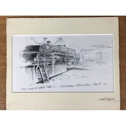 1379 - DAVID SHEPHERD ETCHING DEPICTING STEAM TRAIN '73110 COMING ONTO GUILDFORD TABLE' SIGNED IN PENCIL TO... 