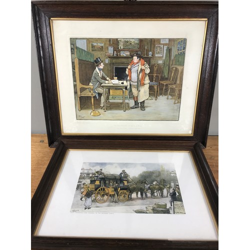 1329 - SET OF 7 FRAMED CECIL ALDIN DICKENS PRINTS AND 5 OTHER COACHING PRINTS, Overall, the Aldin frames ar... 