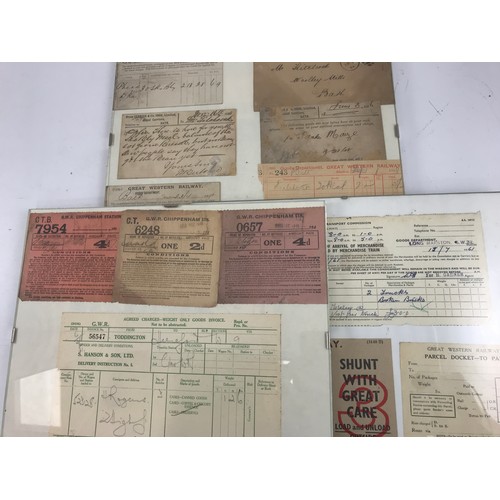 70 - COLLECITON OF CLIP FRAME MOUNTED RAILWAY GOODS WEY BILLS PREDOMINENTLY FOR THE GREAT WESTERN RAILWAY... 