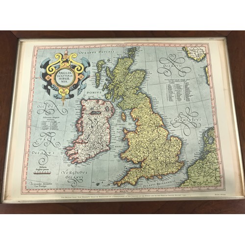 1395 - TWO FRAMED MAPS, BRITISH ISLES AND WORLD MAPS