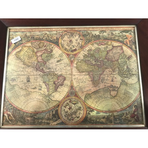 1395 - TWO FRAMED MAPS, BRITISH ISLES AND WORLD MAPS