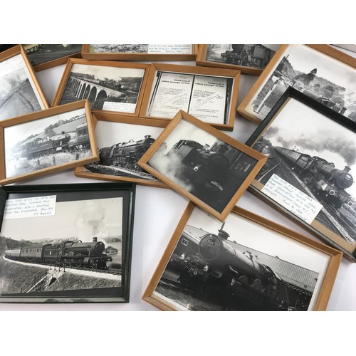 78 - QUANTITY OF FRAMED HISTORICAL RAILWAY PICTURES MAINLY BLACK AND WHITE STEAM ERA PHOTOPGRAHS WITH ANO... 