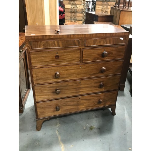 64 - VICTORIAN MAHOGANY CHEST OF 3 PLUS 2 PLUS 2 PLUS 2 ‘SECRET’ DRAWERS ON SPLAYED BRACKET FEET