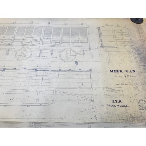 81 - DYE LINE PRINTS NORTH STAFFORDSHIRE RAILWAY, MILK VAN X 3 AND SILK VAN PLUS NSR COVERED GOODS WAGGON... 