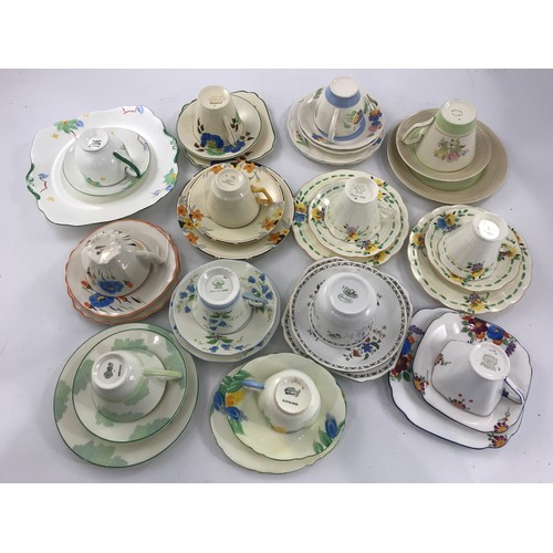 843 - 13  VINTAGE TRIOS CIRCA 1920S-40S INCLUDING PLANT TUSCAN, MYOTT, ROYAL DOULTON, TAMS, PARAGON, SHELT... 