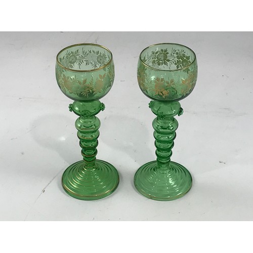 931 - MISC. GLASSES INCLUDING 2 GREEN POT GLASSES, QUANTITY OF STUART CRYSTAL, EDINBURGH CRYSTAL GLASSES 2... 