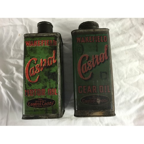 44 - COLLECTION OF VINTAGE TINS INCLUDING WAKEFIELD CASTROL MOTOR OIL AND GEAR OIL, THE QUART 