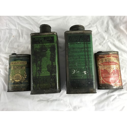 44 - COLLECTION OF VINTAGE TINS INCLUDING WAKEFIELD CASTROL MOTOR OIL AND GEAR OIL, THE QUART 