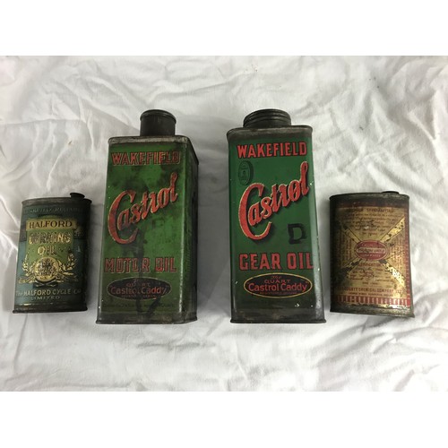 44 - COLLECTION OF VINTAGE TINS INCLUDING WAKEFIELD CASTROL MOTOR OIL AND GEAR OIL, THE QUART 