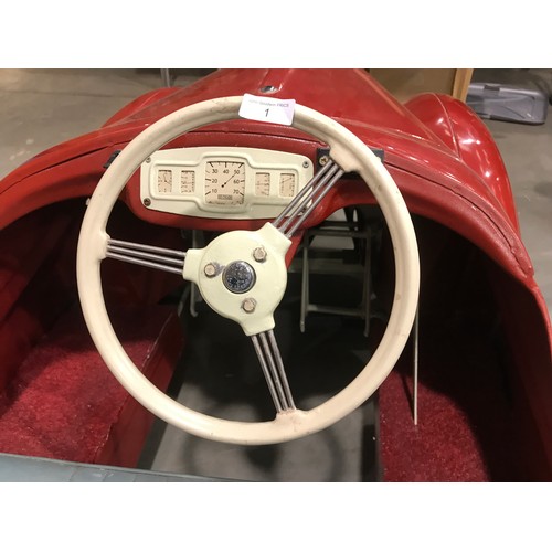 1 - AUSTIN MOTOR CAR 1962 J40 MODEL PEDAL CAR IN RED. A SUPER MODEL CAR,  HAS HAD SOME RE-CONDITIONING A... 