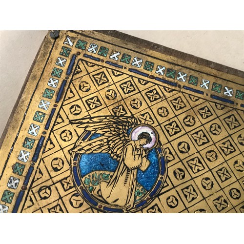 1322 - 2 UNUSUAL BOOK PLATES, these are enamelled metal plates mounted onto wooden boards and appear to be ... 