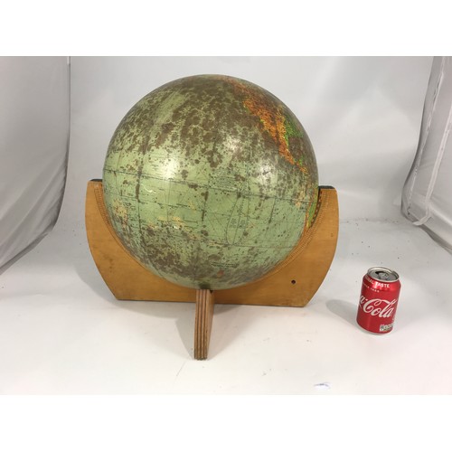 1212 - OLD METAL GLOBE ON STAND, APPROX. 42 cm DIA.