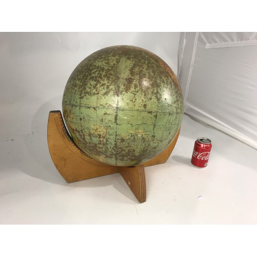 1212 - OLD METAL GLOBE ON STAND, APPROX. 42 cm DIA.