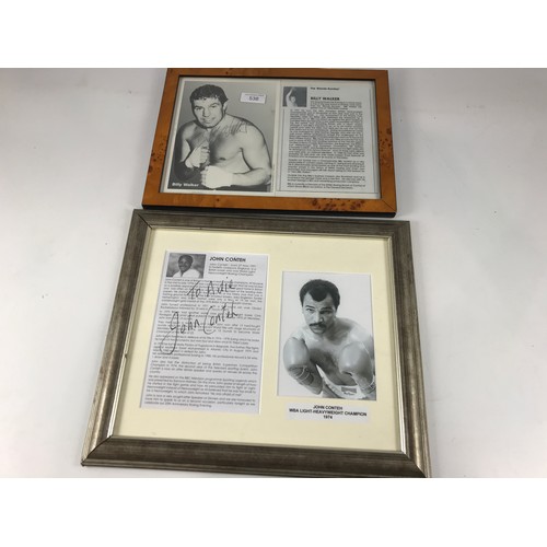 1612 - PHOTOGRAPH AND SIGNED PAGE JOHN CONTEH, WBA LIGHT HEAVYWEIGHT CHAMPION 1974 T/W SIMILAR BILLY WALKER... 