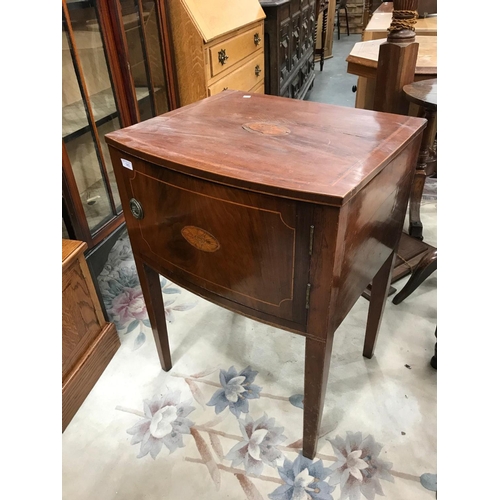 80 - 2 X MAHOGANY BEDSIDE TABLES, ONE WITH INLAY