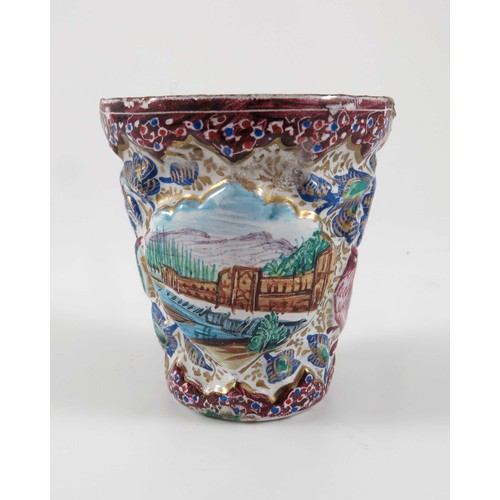 441 - BEAKER WITH ENAMELLED DECORATION, CIRCULAR ORIENTAL CLOISONNE POT AND COVER AND ALACQUERED POT AND C... 