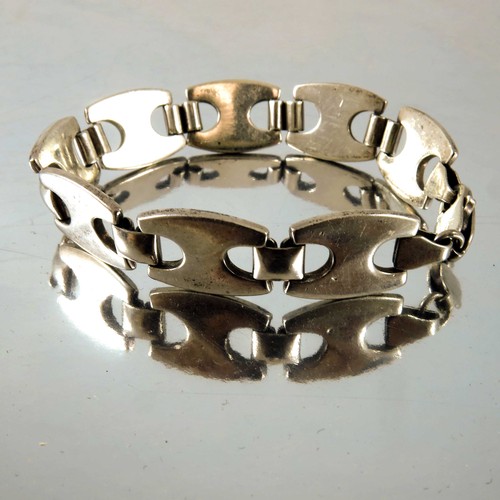 812 - STYLISH SILVER BRACELET, POSSIBLY SCANDINAVIAN AND A SILVER BANGLE