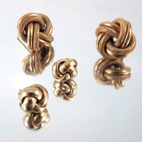 744 - 2 PAIRS OF GOLD KNOT EARRINGS APPROX. 6.4 g