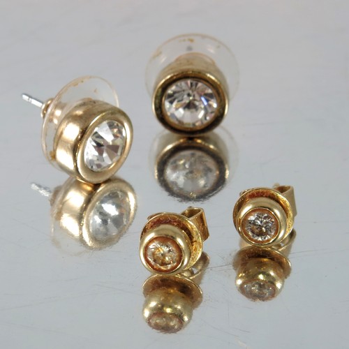 810 - PAIR OF COLLET SET DIAMOND EARRINGS AND ONE OTHER PAIR WHITE STONE EARRINGS