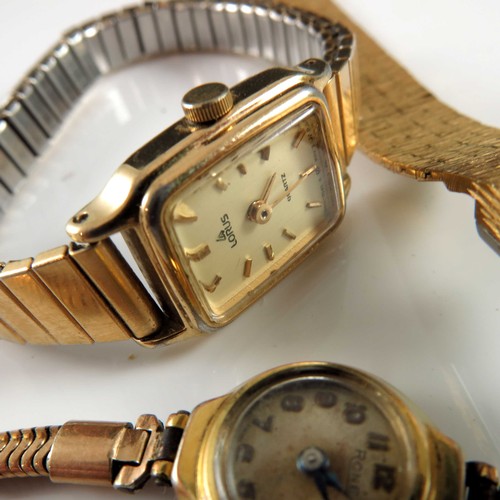 820 - MISC GENTS AND LADIES VINTAGE WATCHES TOGETHER WITH AN OPEN FACE GOLD PLATED GENTS POCKET WATCH AND ... 