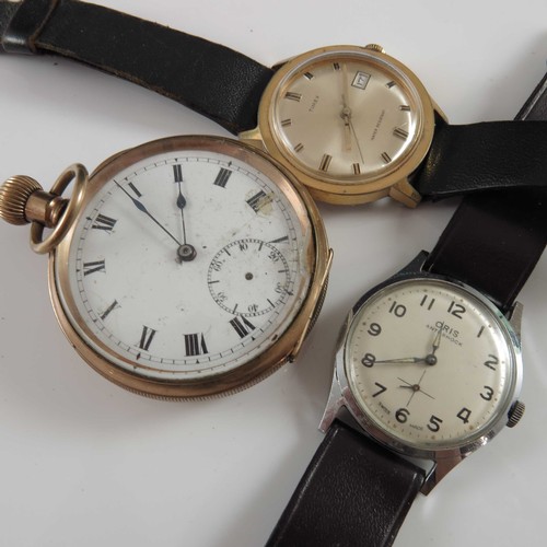 820 - MISC GENTS AND LADIES VINTAGE WATCHES TOGETHER WITH AN OPEN FACE GOLD PLATED GENTS POCKET WATCH AND ... 