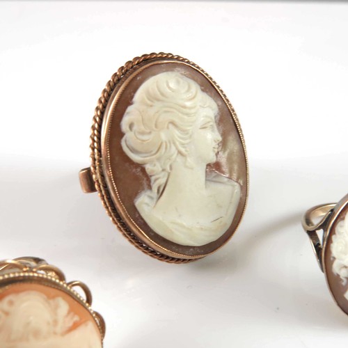 753 - 4 VARIOUS CAMEO RINGS AND BROOCH