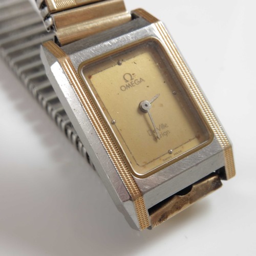 827 - LADIES OMEGA DE VILLE QUARTZ WATCH WITH RECTANGULAR DIAL