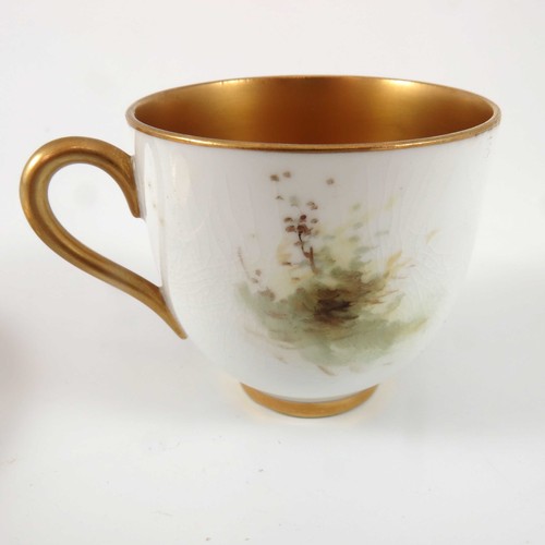 360 - ROYAL WORCESTER CUP AND SAUCER PAINTED WITH SHEEP SIGNED BARKER