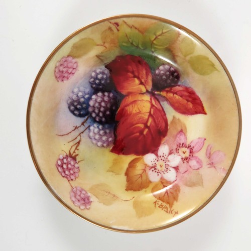 358 - ROYAL WORCESTER DISH PAINTED WITH STILL LIFE FRUIT AND SIGNED EVERETT AND KITTY BLAKE SIGNED PIN DIS... 