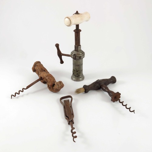 497 - A VICTORIAN DOWLER/ THOMASON PATENT CORKSCREW AND 3 OTHERS