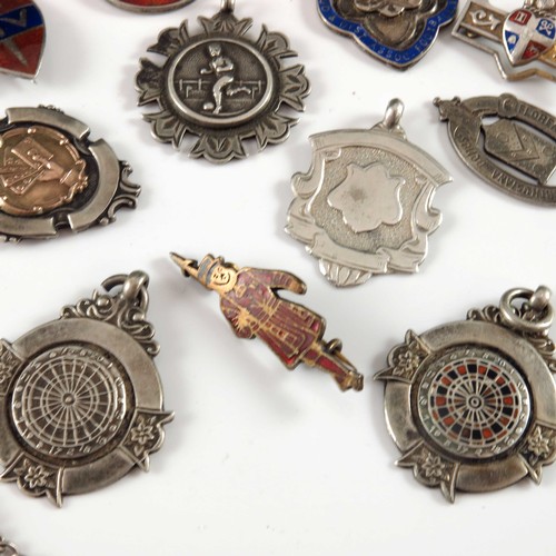 584 - VARIOUS SILVER LEDBURY DARTS LEAGUE AND OTHER MEDALS ETC.