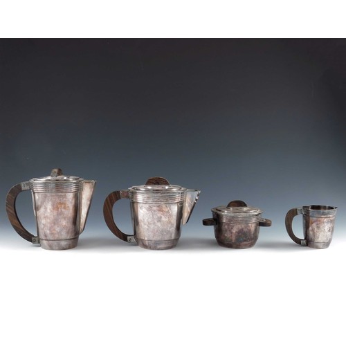 589 - 4 PIECE ART DECO STYLE SILVER PLATED TEA SET