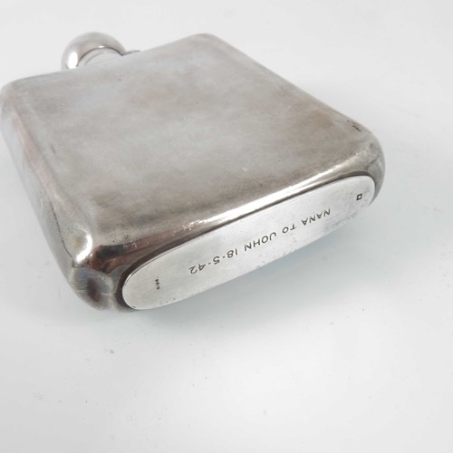 583 - SILVER HIP FLASK 172g with monogram