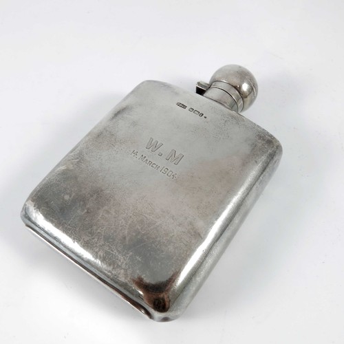 583 - SILVER HIP FLASK 172g with monogram