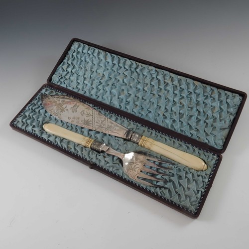 644 - CASED SET OF FISH SERVERS AND CASED SET OF ANTLER HANDLED STEAK KNIVES AND FORKS