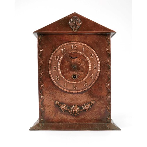 553 - ARTS AND CRAFTS STYLE COPPER MANTLE CLOCK