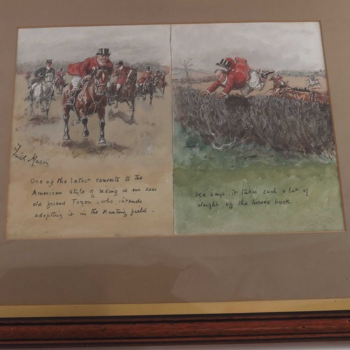 48 - GEORGE FINCH MASON 1850-1915 WATERCOLOUR DEPICTING 2 HUNTING SCENES WITH ANECDOTES APPROX. 36 X 26cm... 