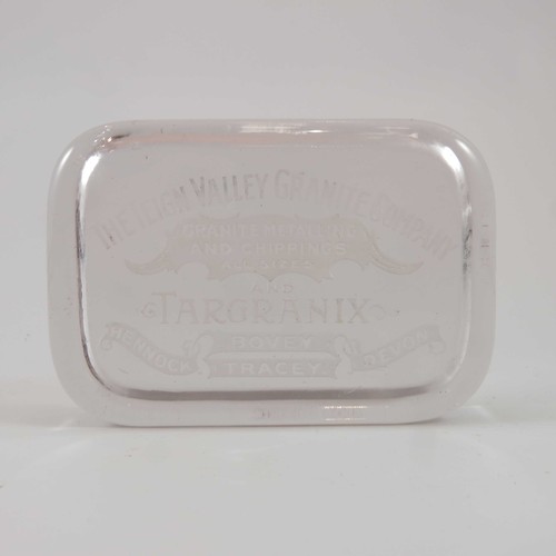 387 - 3 RECTANGULAR GLASS ADVERTISING PAPERWEIGHTS